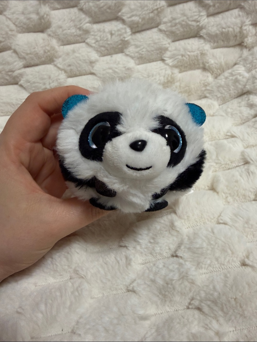 2022 TY Beanie Puffies Balls - Bamboo The Panda 2'' EUC